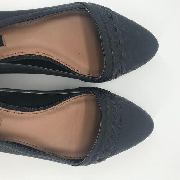 Rachel Zoe Flat Womens 6.5 Black Leather Pointed Toe Chain Detail Slip On NEW - Picture 6 of 8